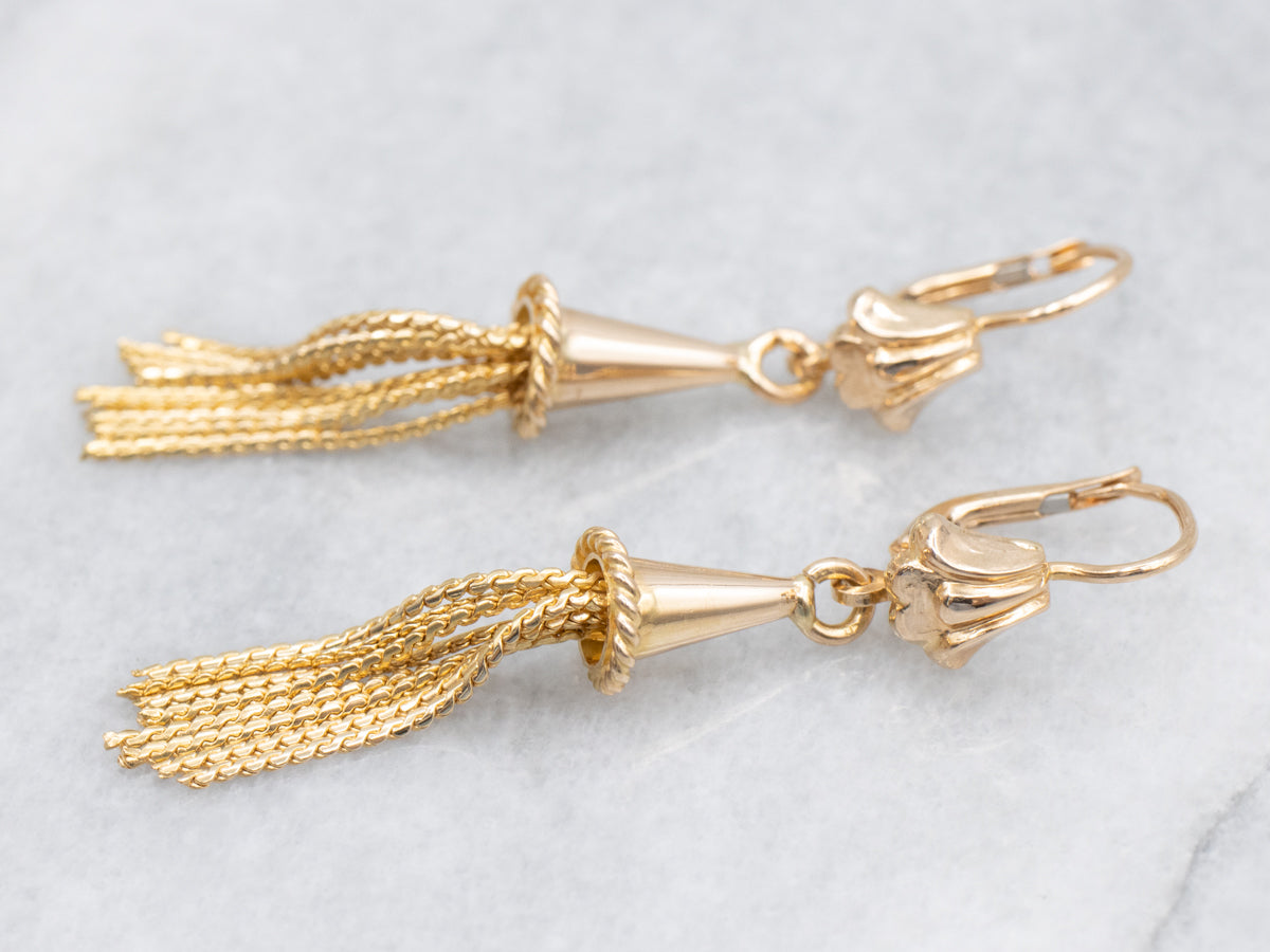 Vintage 18-Karat Gold Tassel Drop Earrings