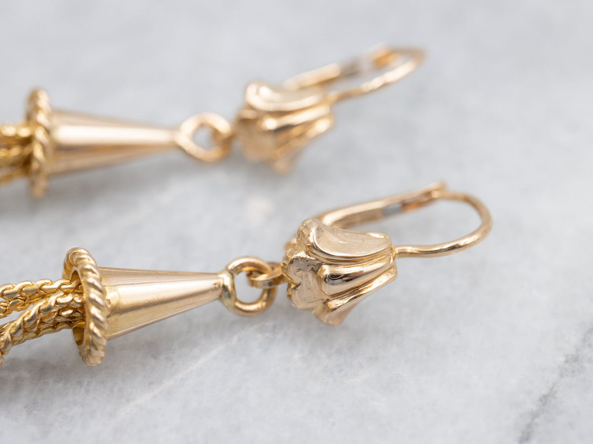 Vintage 18-Karat Gold Tassel Drop Earrings