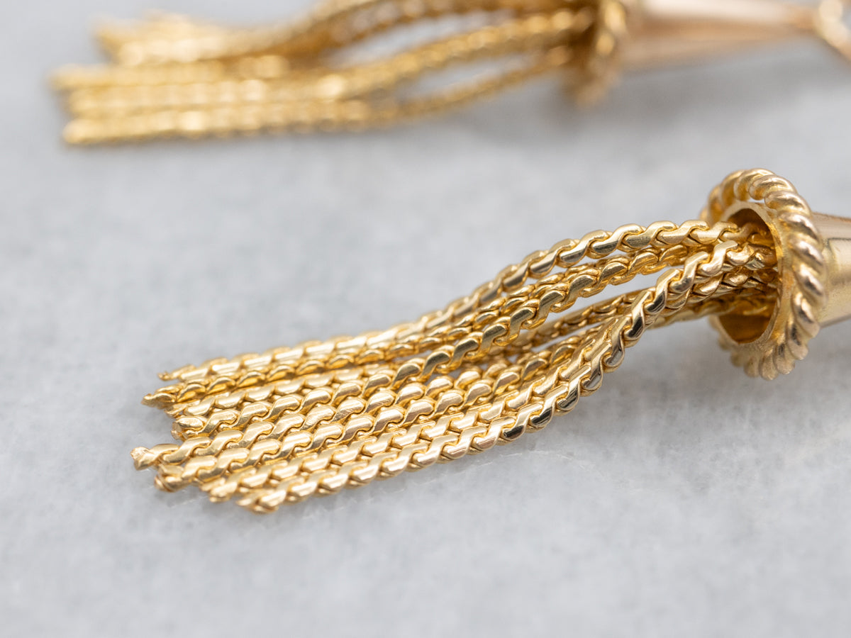 Vintage 18-Karat Gold Tassel Drop Earrings