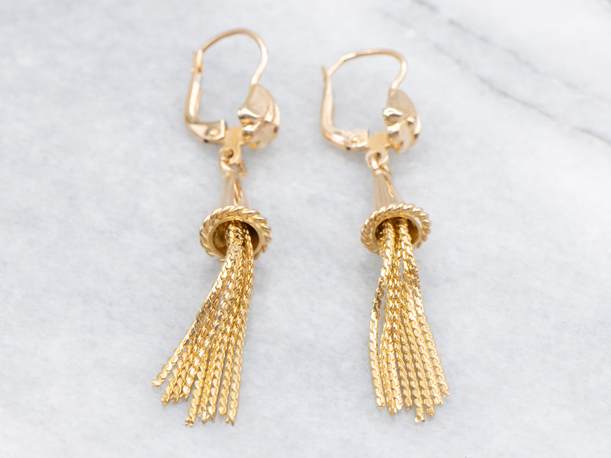 Vintage 18-Karat Gold Tassel Drop Earrings