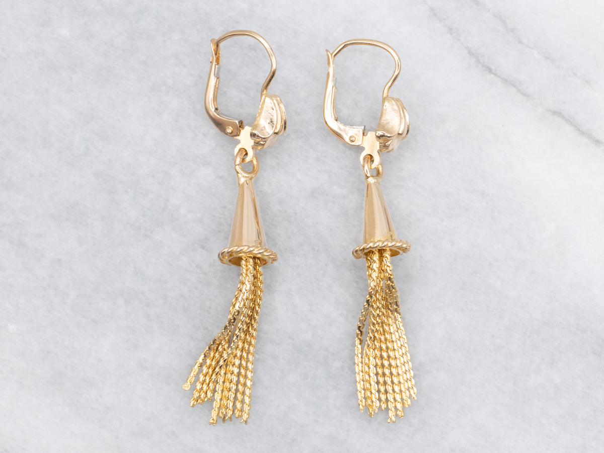 Vintage 18-Karat Gold Tassel Drop Earrings