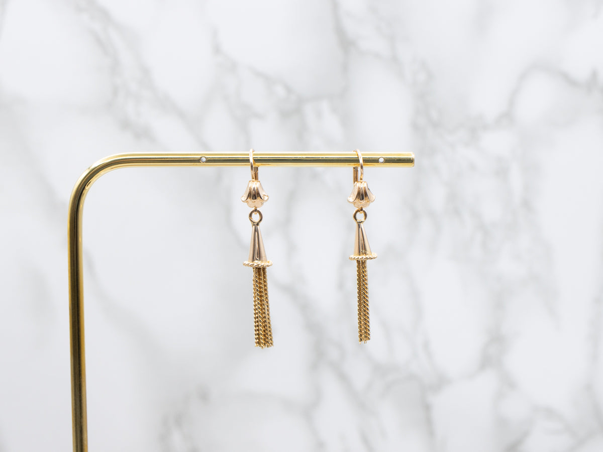 Vintage 18-Karat Gold Tassel Drop Earrings