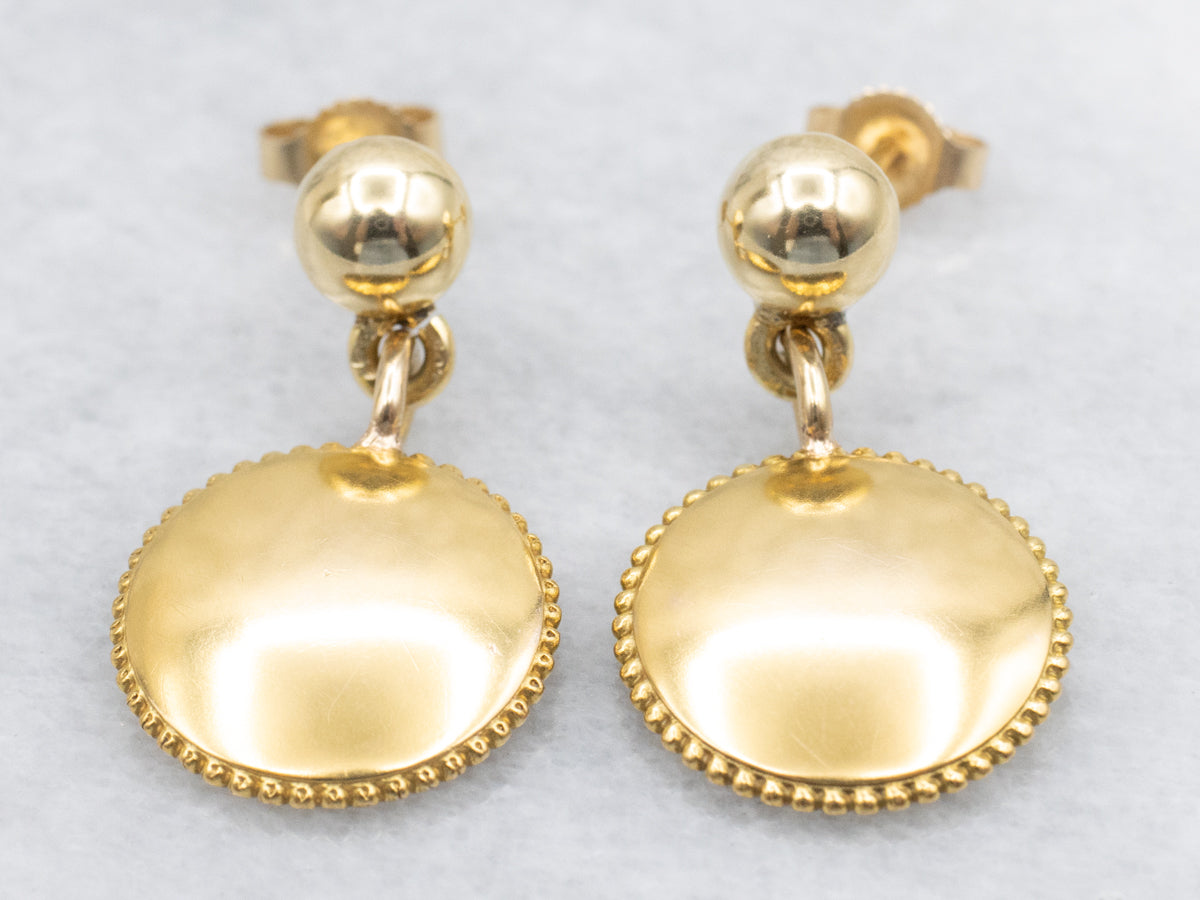 Bloomed Gold Disc Drop Earrings