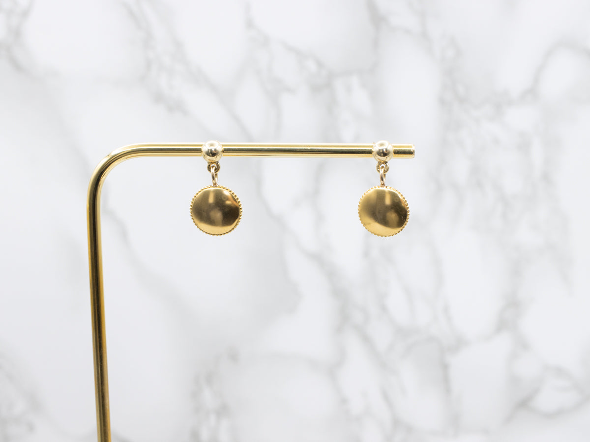 Bloomed Gold Disc Drop Earrings
