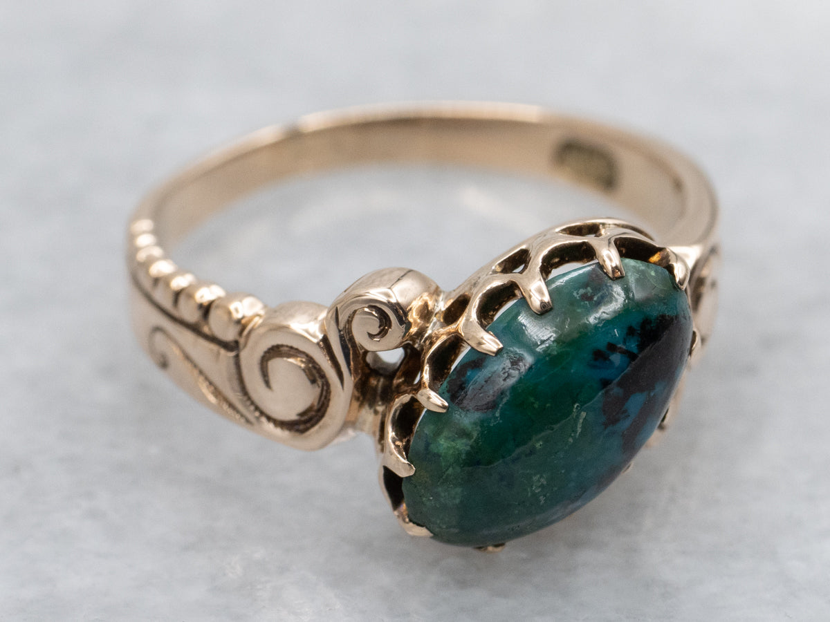 Beautiful Victorian Rose Gold Chrysocolla Ring