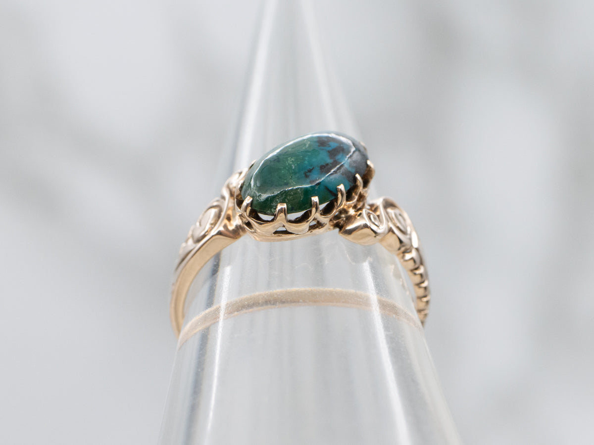 Beautiful Victorian Rose Gold Chrysocolla Ring