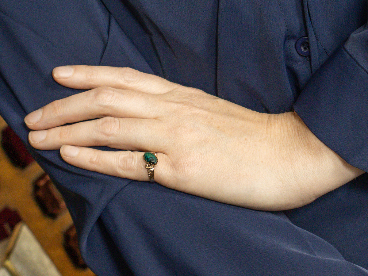 Beautiful Victorian Rose Gold Chrysocolla Ring
