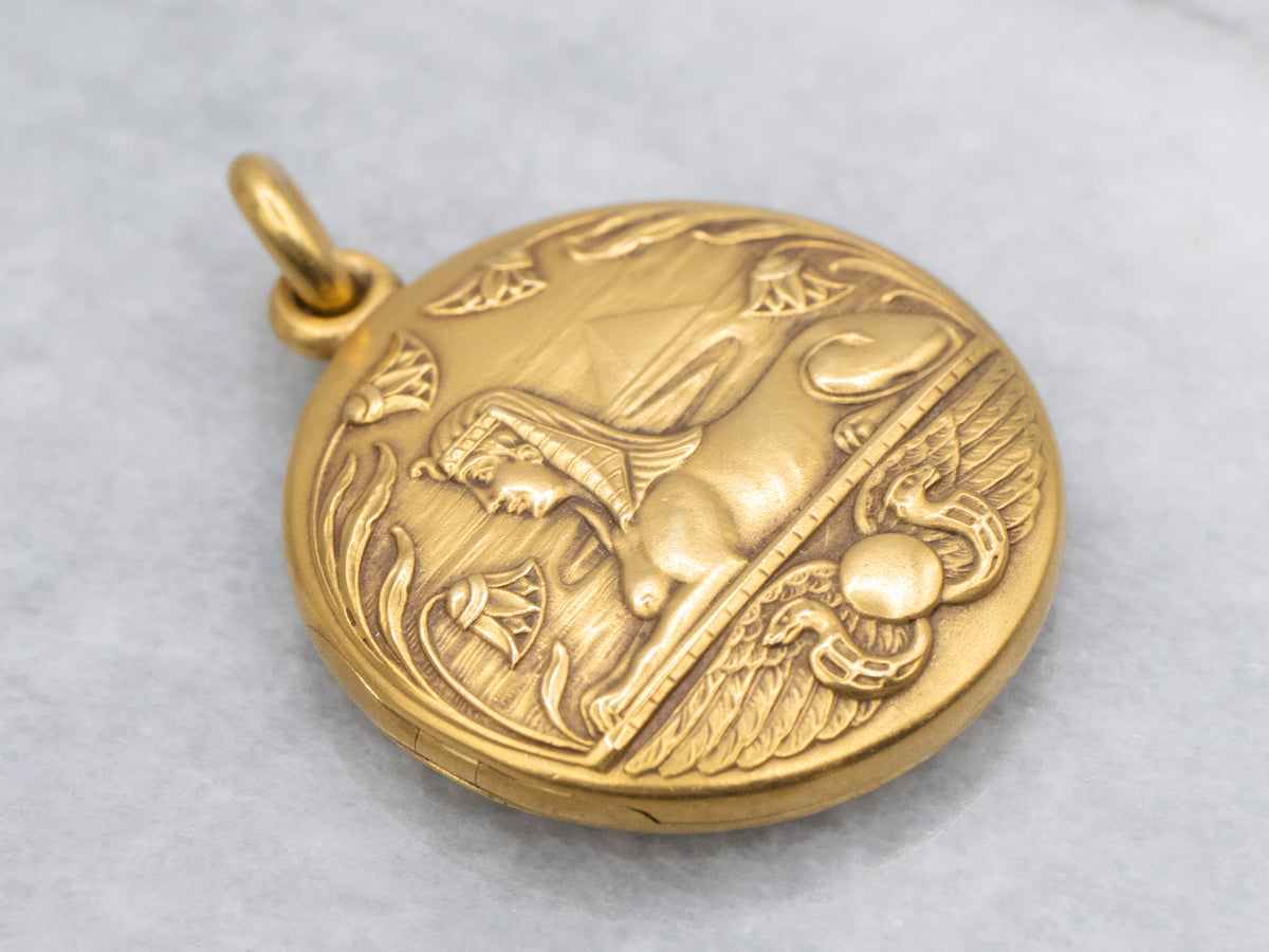 Art Nouveau Egyptian Revival Gold Locket