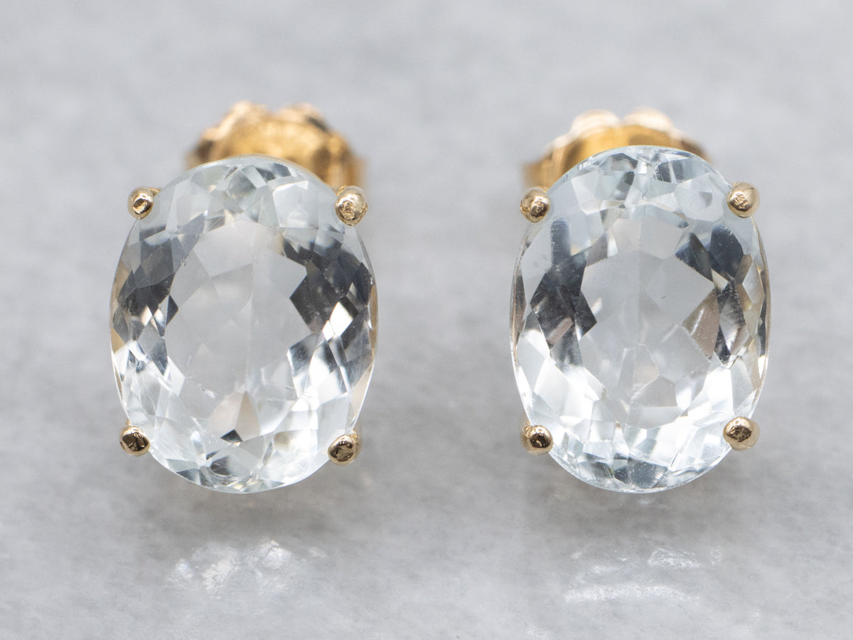 Aquamarine Gemstone Stud Earrings