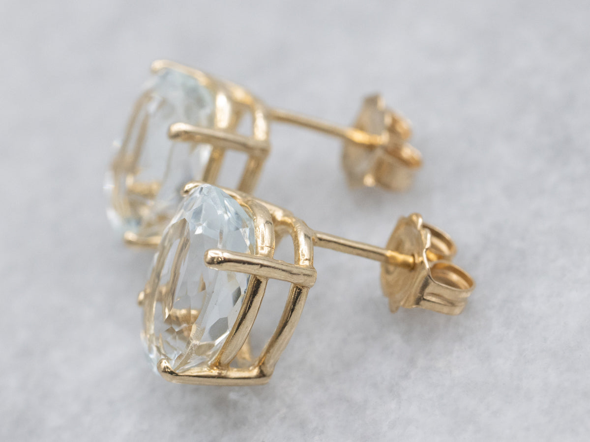 Aquamarine Gemstone Stud Earrings