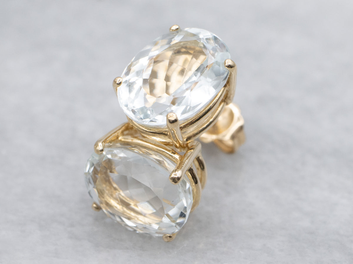 Aquamarine Gemstone Stud Earrings