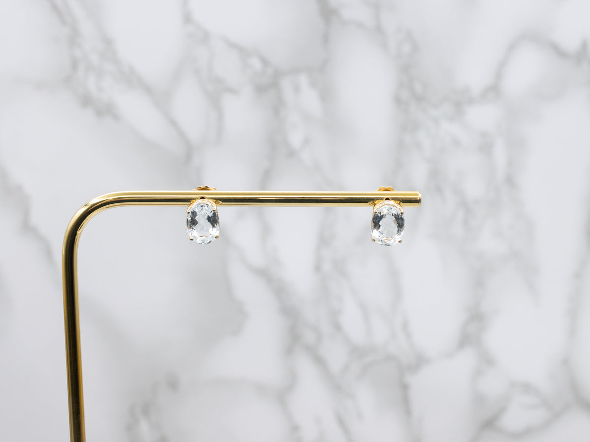 Aquamarine Gemstone Stud Earrings