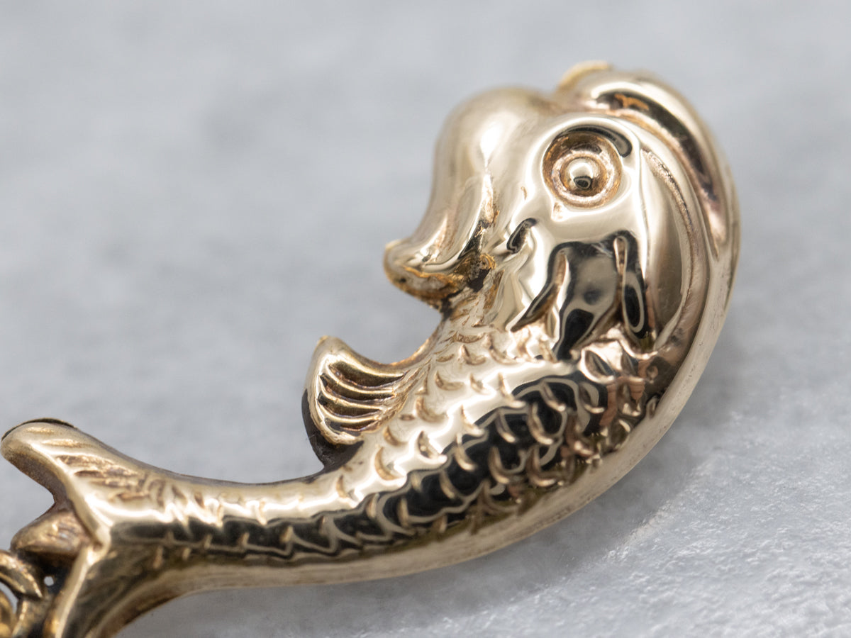 Vintage Gold Puff Koi Fish Charm Pendant