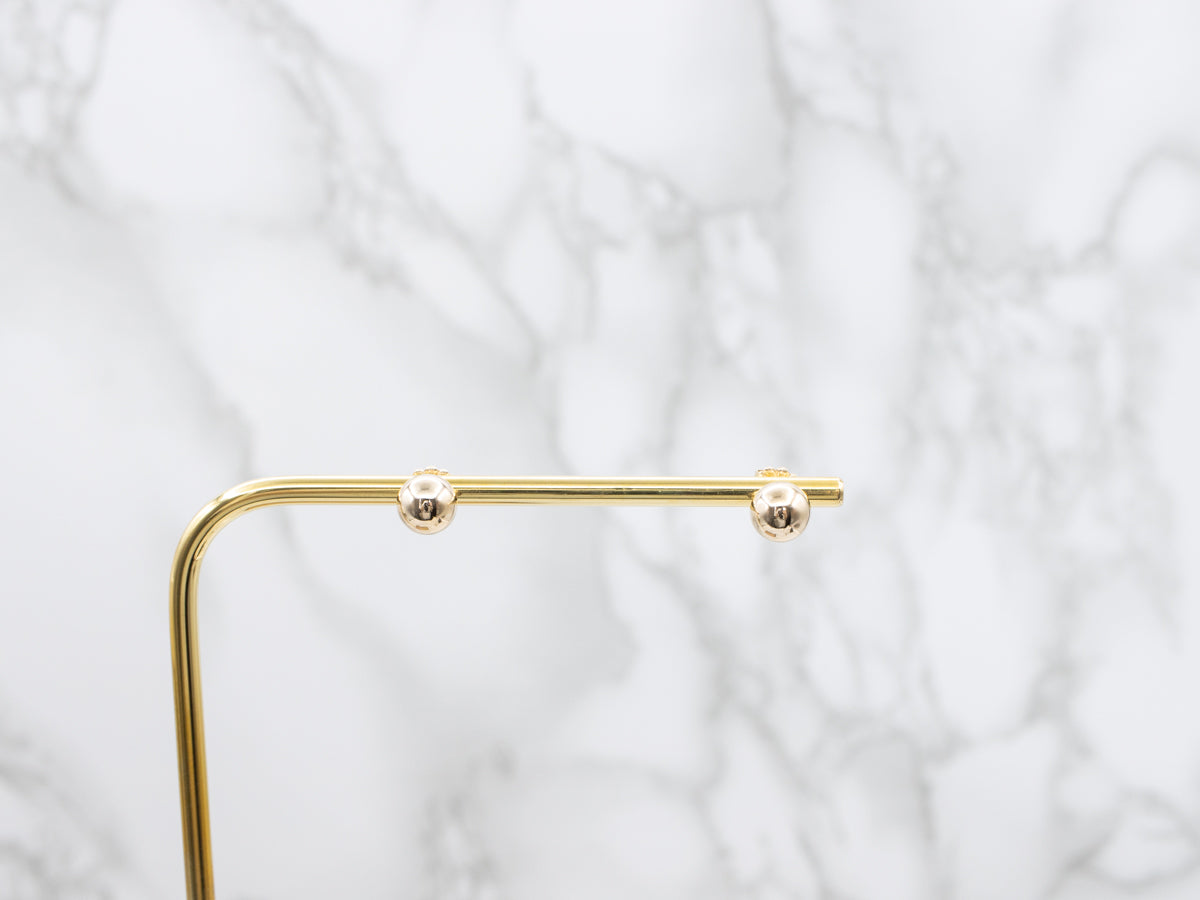 Vintage Polished Gold Ball Stud Earrings