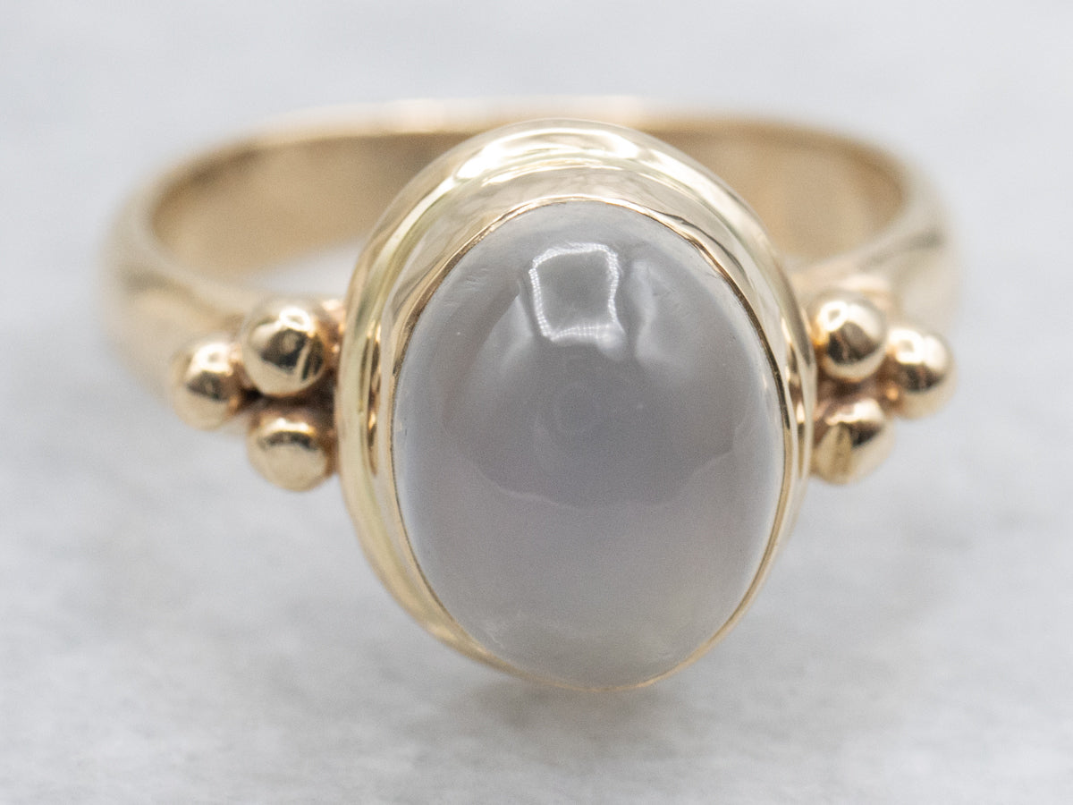 Dove Gray Moonstone and Gold Ring