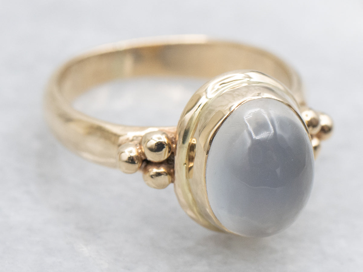 Dove Gray Moonstone and Gold Ring