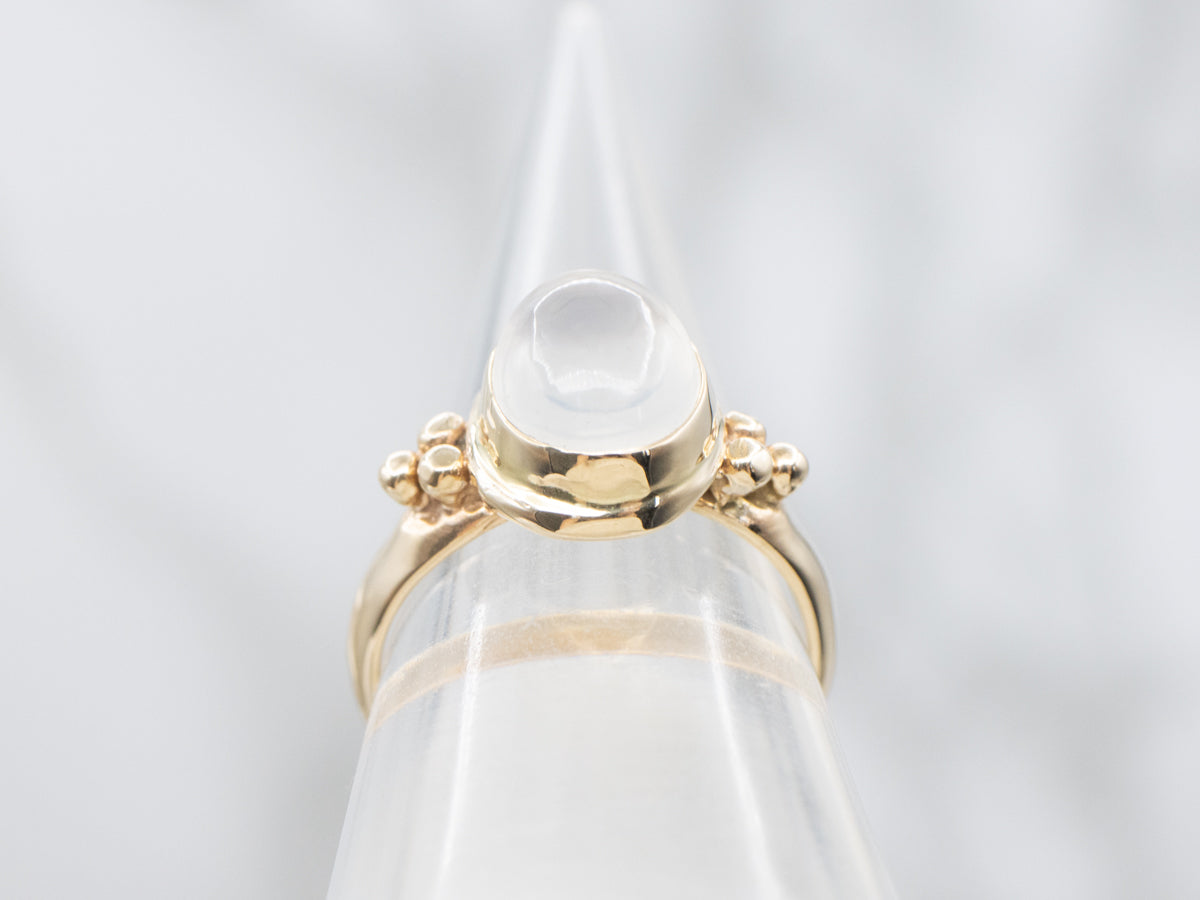 Dove Gray Moonstone and Gold Ring