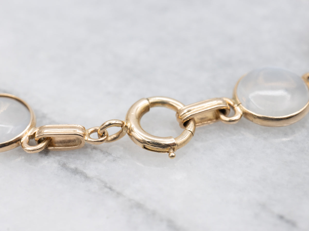 Citrine and Moonstone Gemstone and Gold Link Bracelet