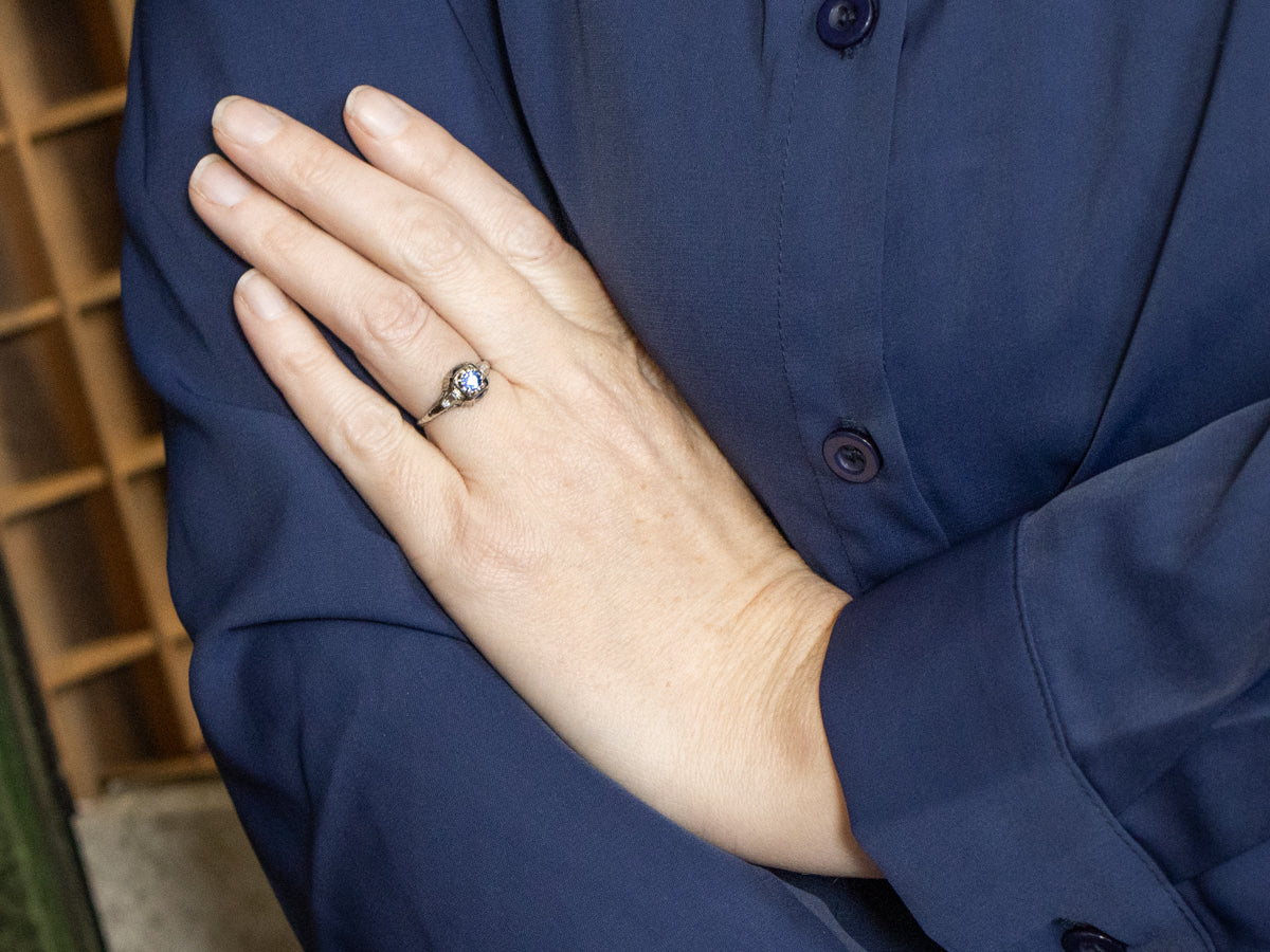 Late Art Deco Sapphire and Diamond Ring