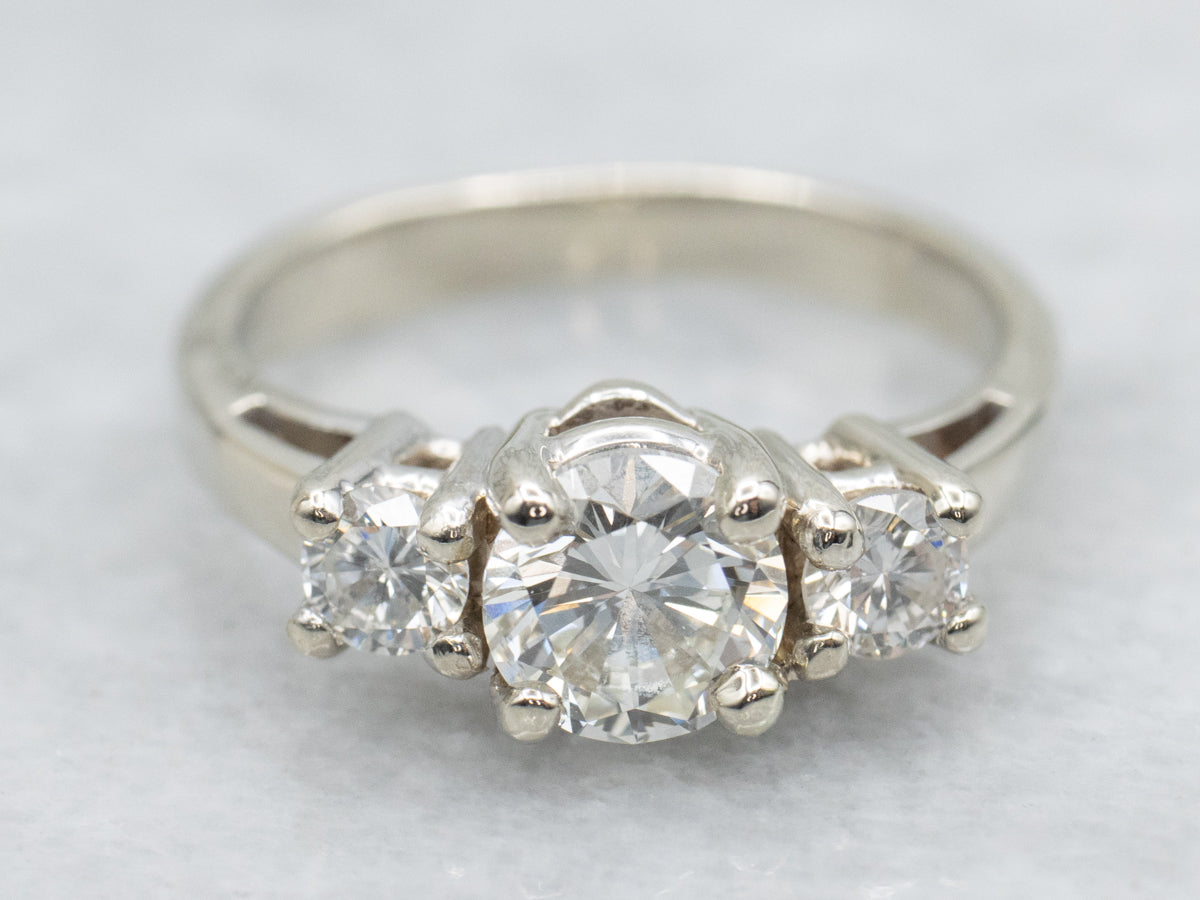 Classic Round Brilliant Three Stone Diamond Engagement Ring