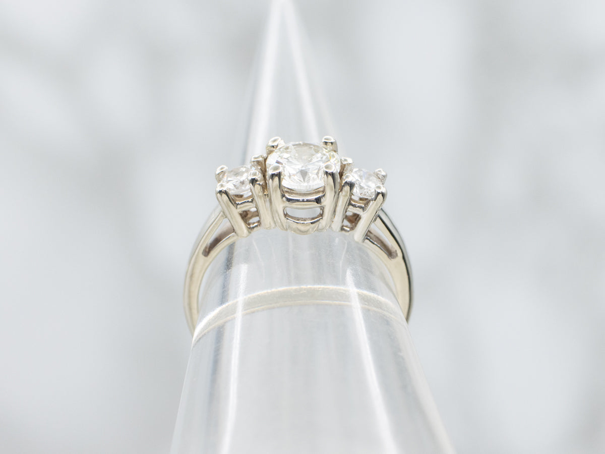 Classic Round Brilliant Three Stone Diamond Engagement Ring