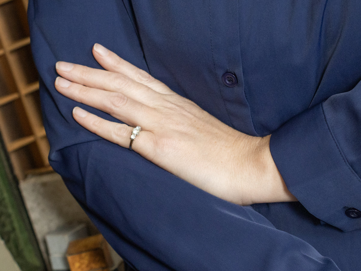 Classic Round Brilliant Three Stone Diamond Engagement Ring