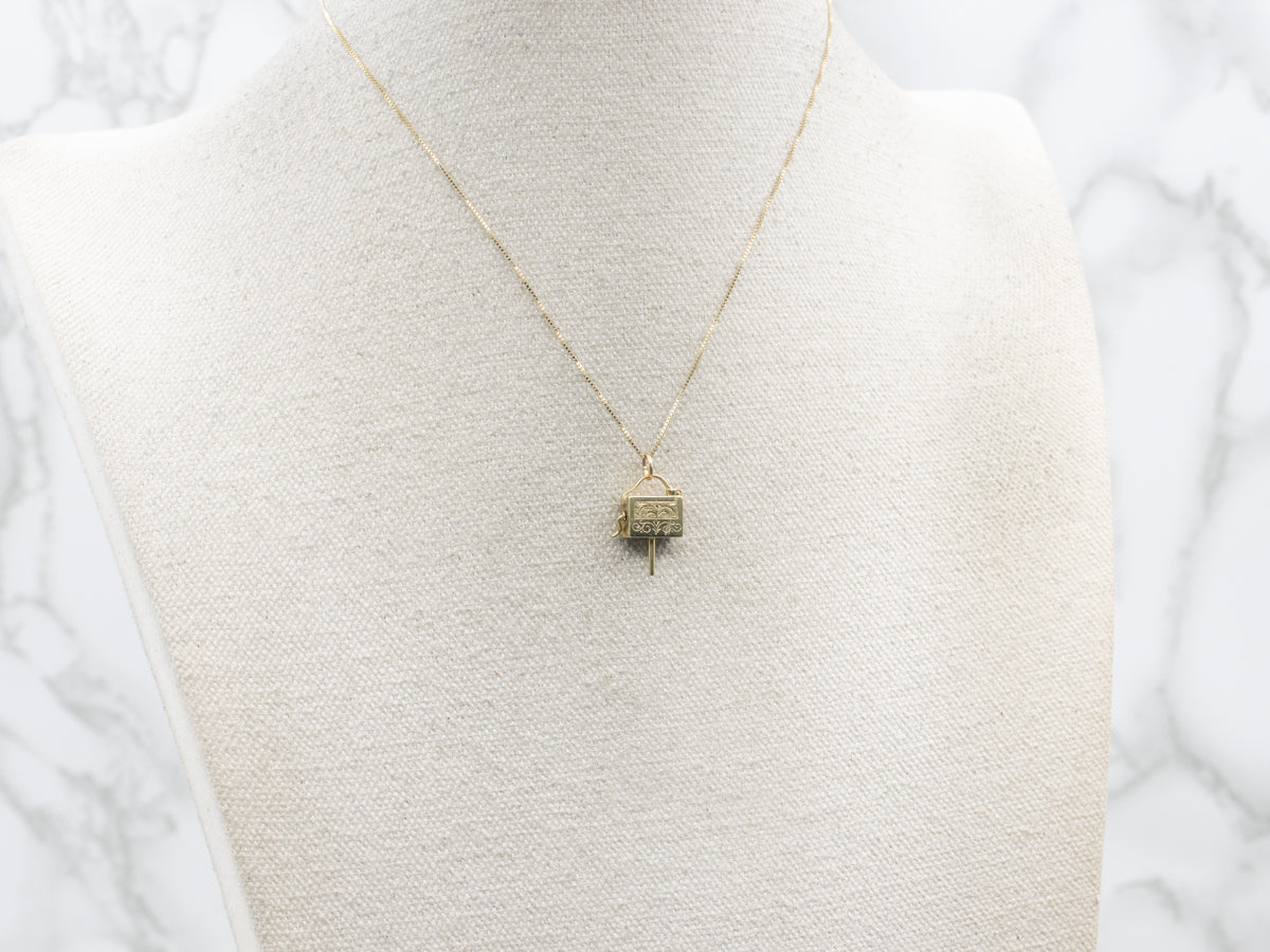 Hand Engraved Gold "Organ Grinder" Charm