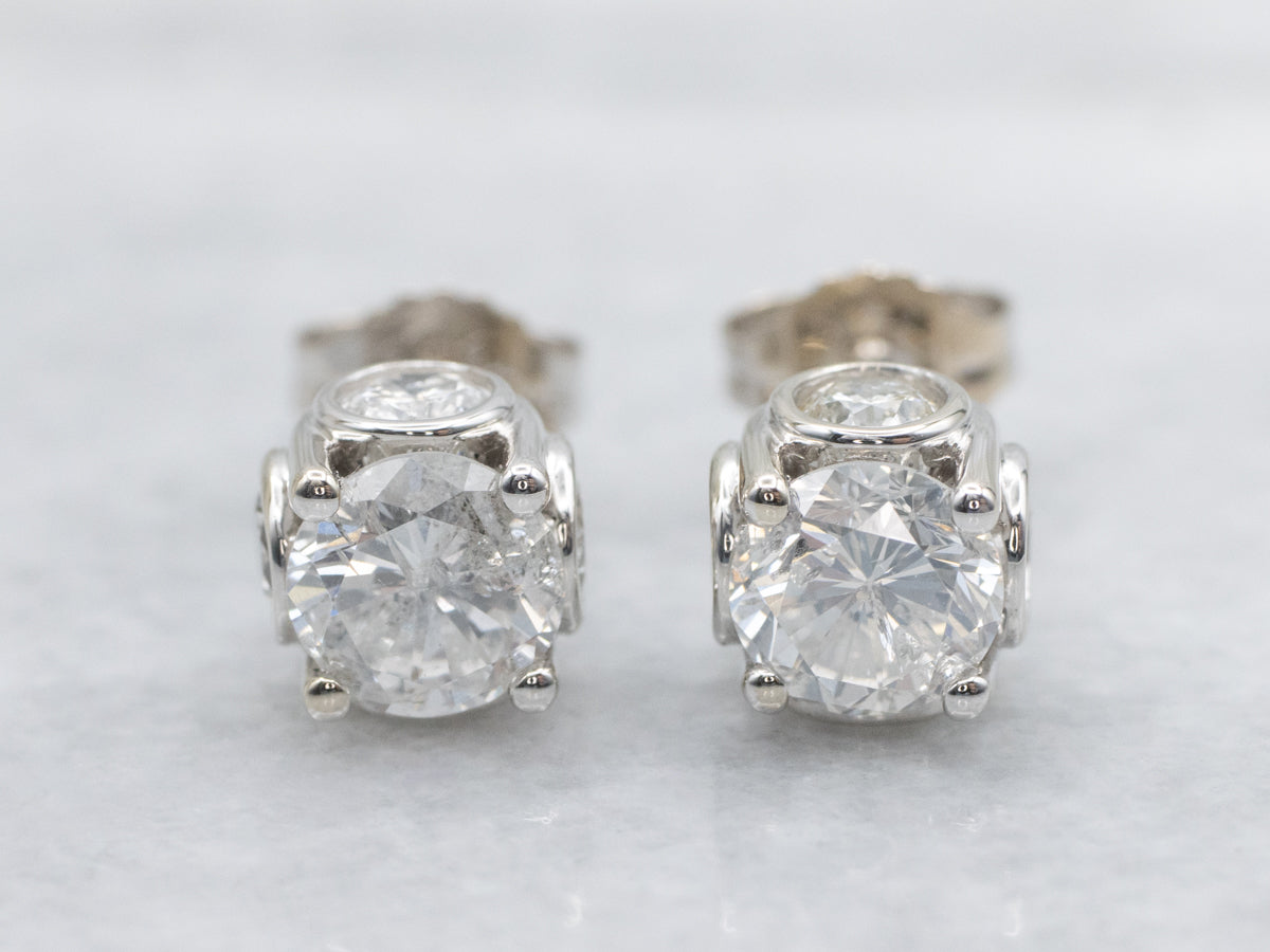 Modern Brilliant Cut Diamond Stud Earrings