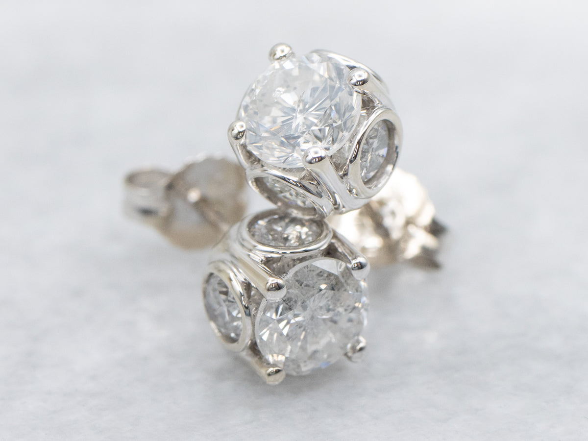 Modern Brilliant Cut Diamond Stud Earrings