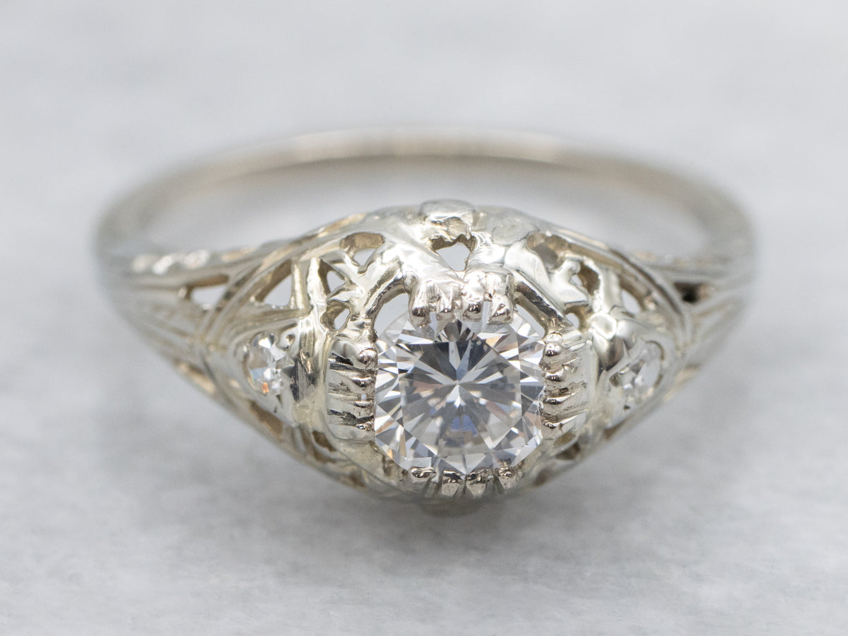 Art Deco Diamond White Gold Engagement Ring