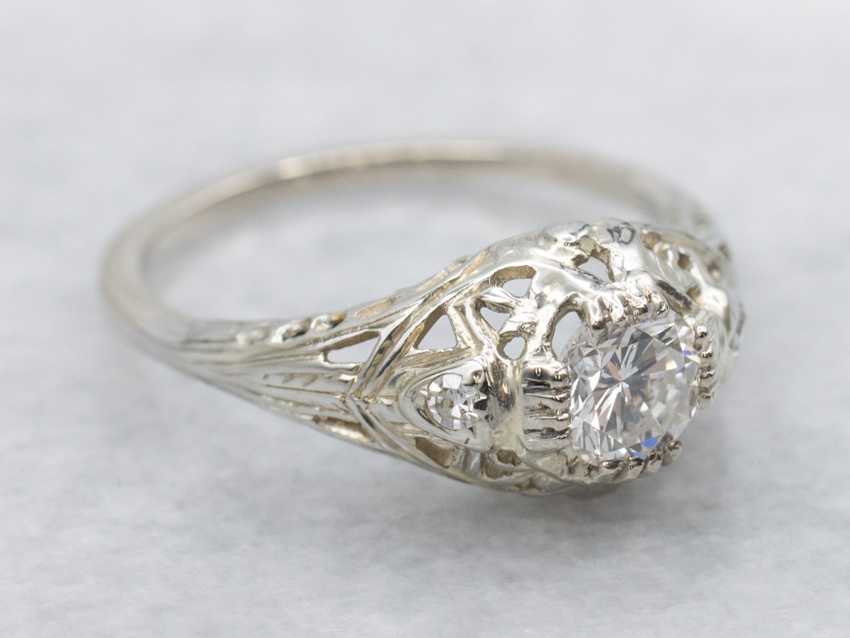 Art Deco Diamond White Gold Engagement Ring
