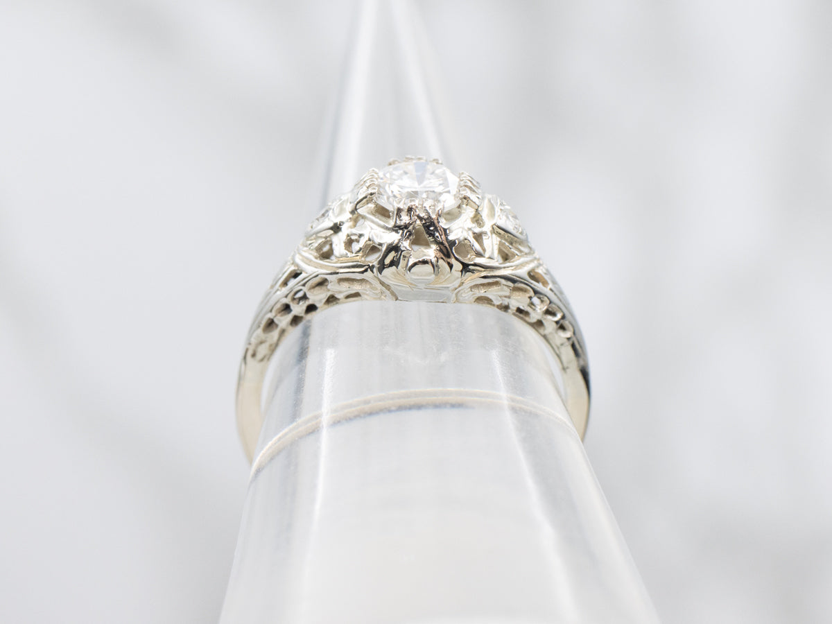 Art Deco Diamond White Gold Engagement Ring