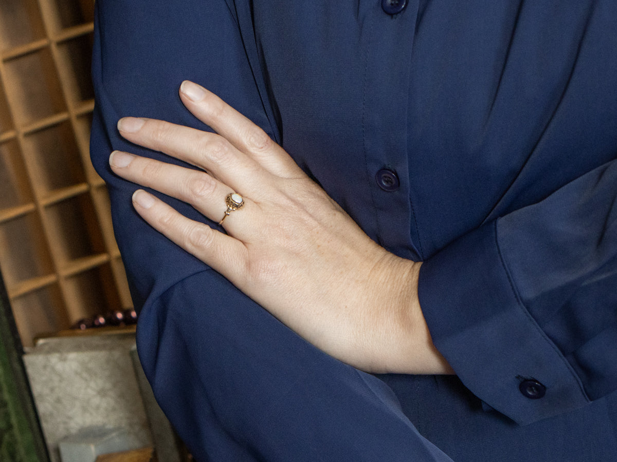 Bezel Set Australian Opal Gold Solitaire Ring