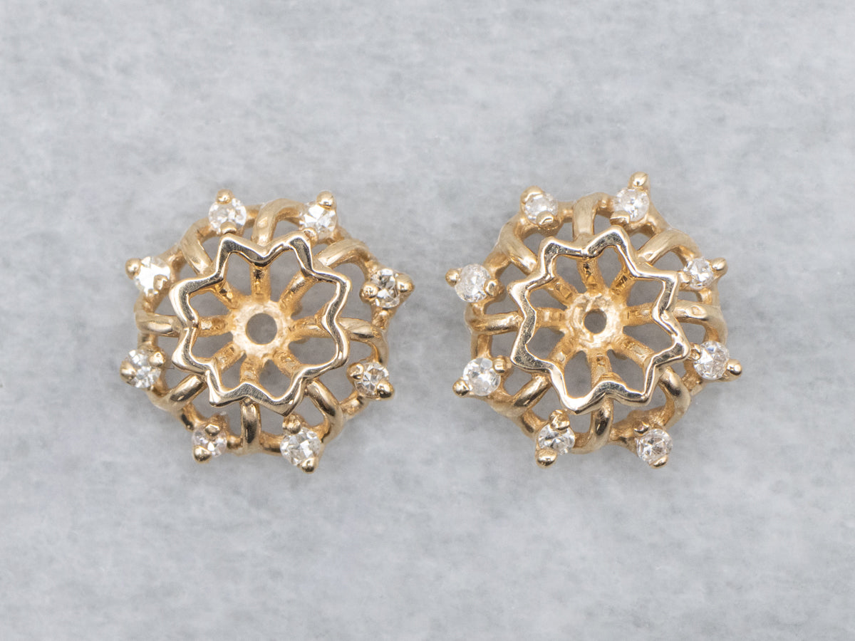 Floral Diamond Gold Earring Jackets