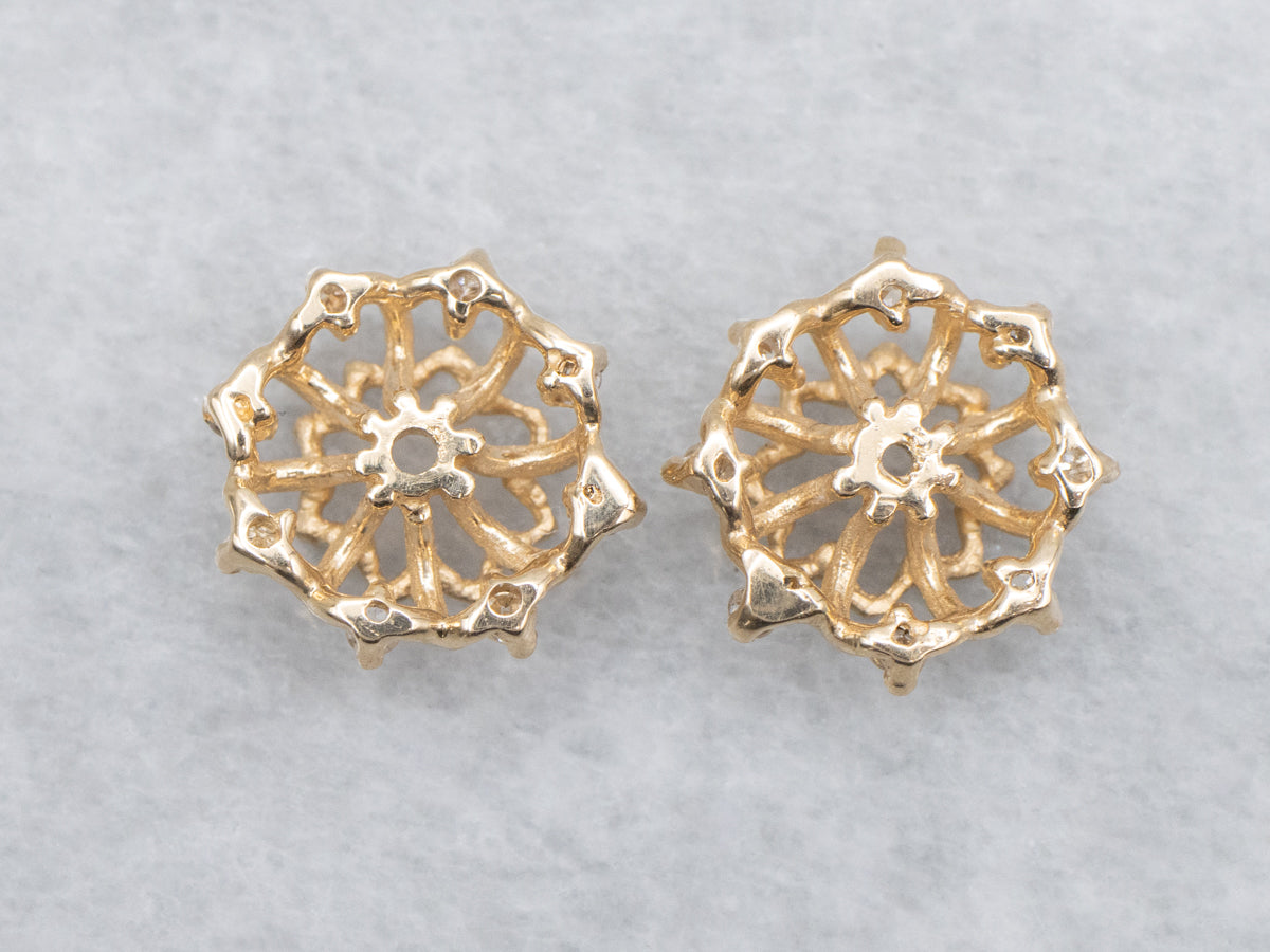 Floral Diamond Gold Earring Jackets