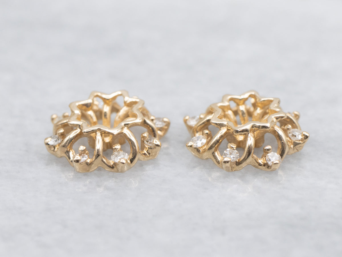 Floral Diamond Gold Earring Jackets