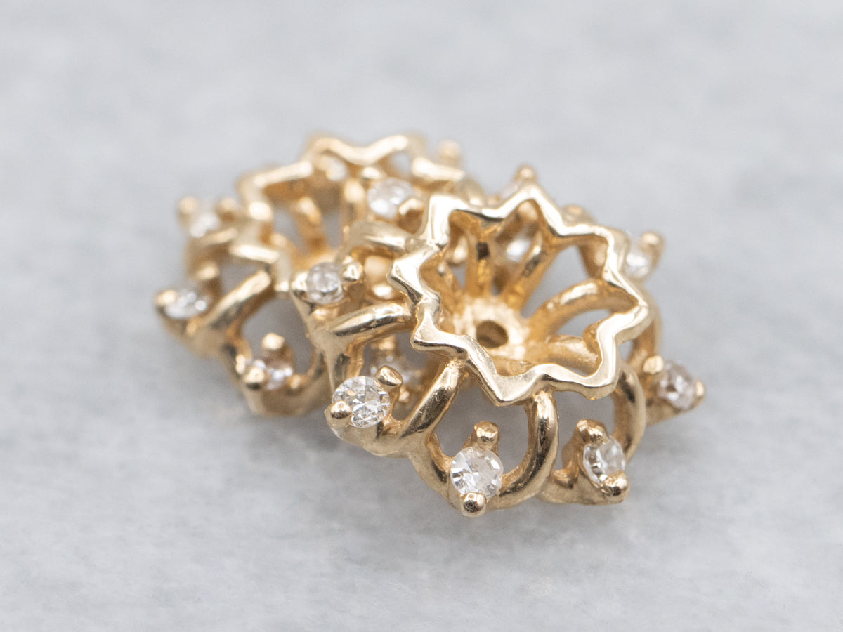 Floral Diamond Gold Earring Jackets