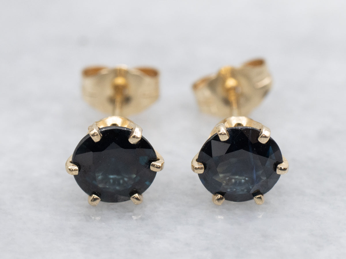 Six-Prong Sapphire Gold Stud Earrings