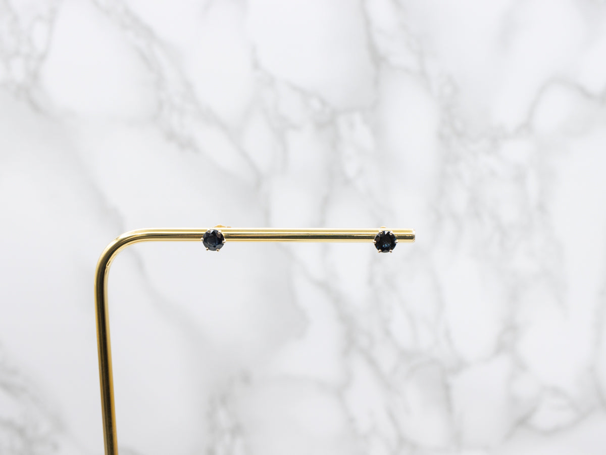Six-Prong Sapphire Gold Stud Earrings