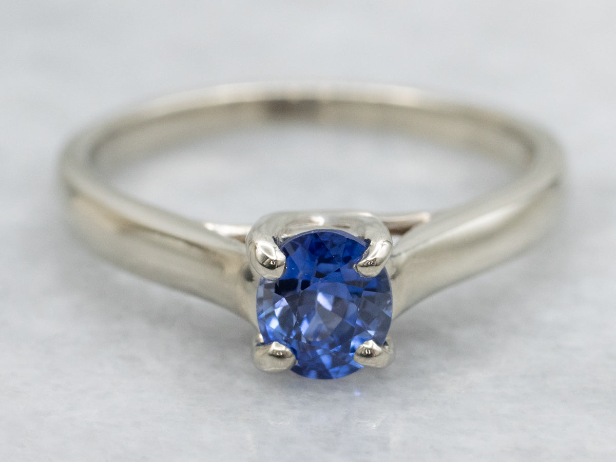 White Gold Oval-Cut Sapphire Gold Solitaire Ring