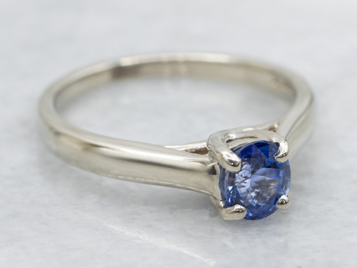 White Gold Oval-Cut Sapphire Gold Solitaire Ring