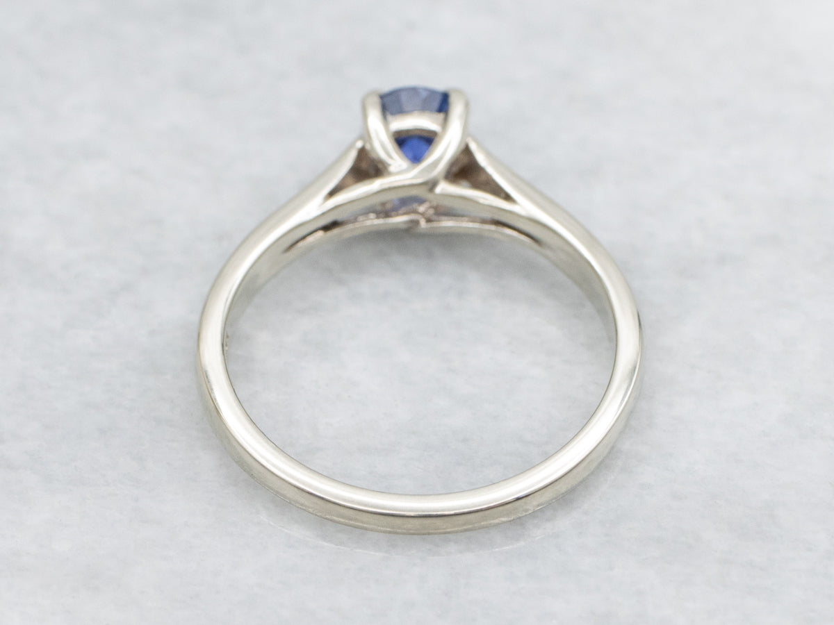 White Gold Oval-Cut Sapphire Gold Solitaire Ring