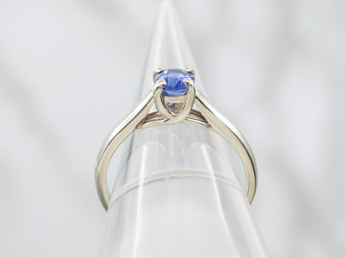 White Gold Oval-Cut Sapphire Gold Solitaire Ring