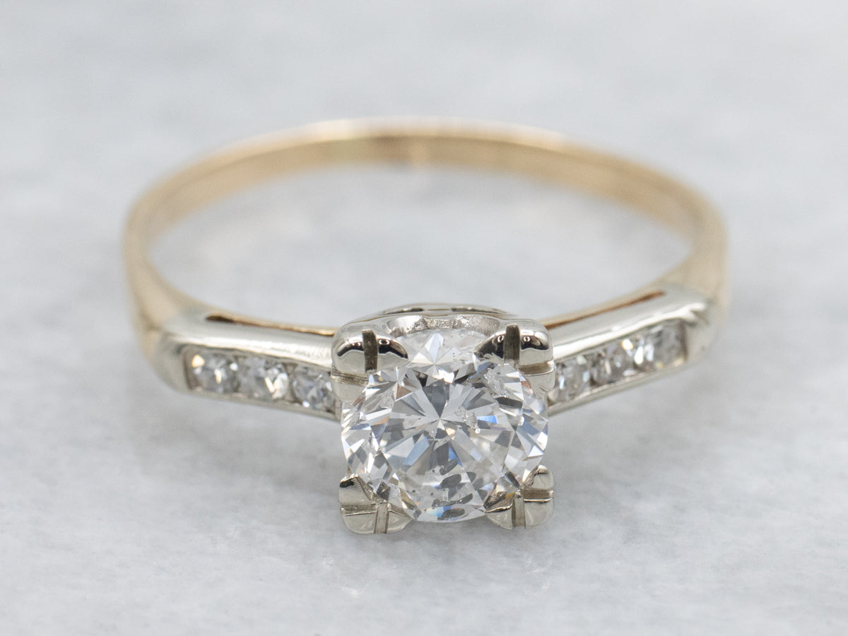 Classic Retro-Era Round Brilliant Diamond Engagement Ring