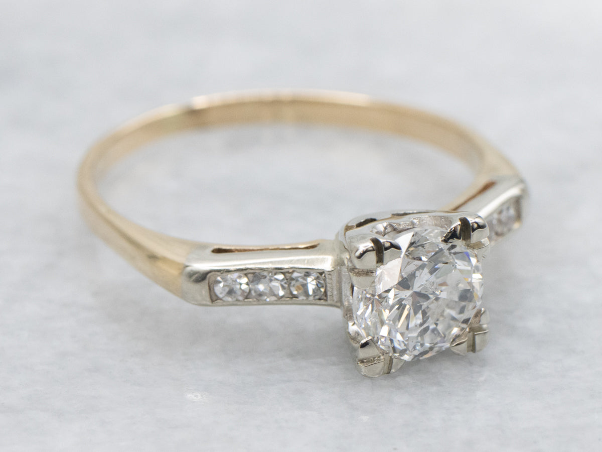 Classic Retro-Era Round Brilliant Diamond Engagement Ring