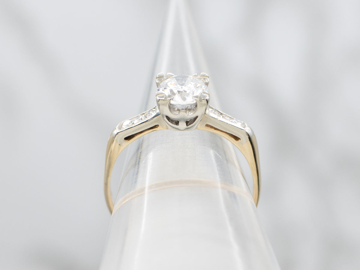 Classic Retro-Era Round Brilliant Diamond Engagement Ring