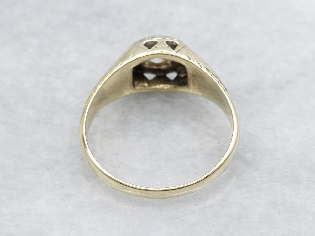 Art Nouveau Era Old Mine Cut Diamond Solitaire Engagement Ring