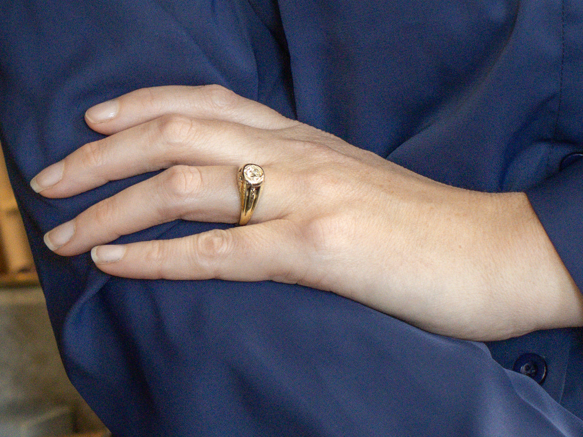 Art Nouveau Era Old Mine Cut Diamond Solitaire Engagement Ring