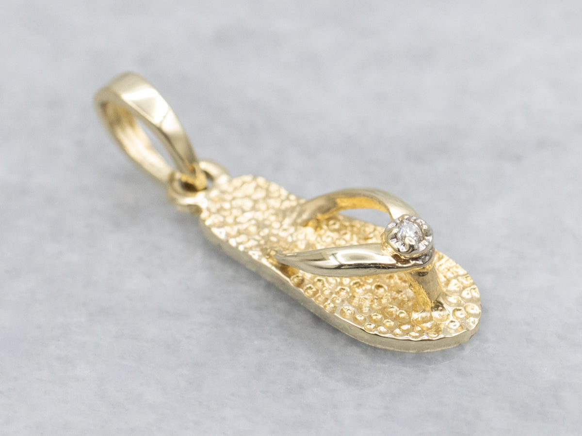 Yellow Gold Diamond Flip Flop Charm