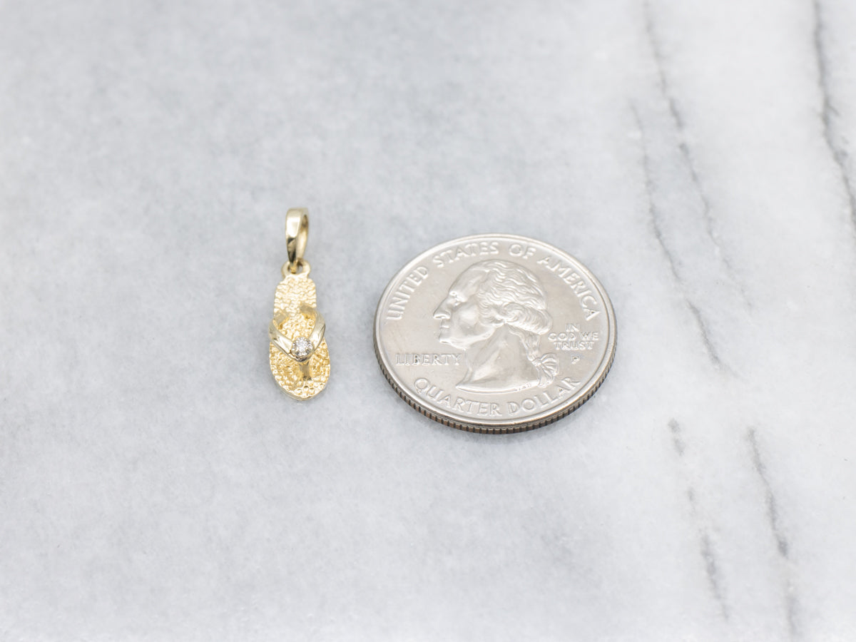 Yellow Gold Diamond Flip Flop Charm